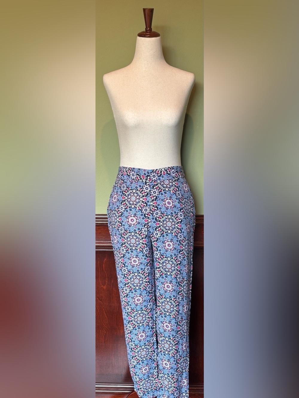 LOFT Blue Floral Straight-Leg Pants